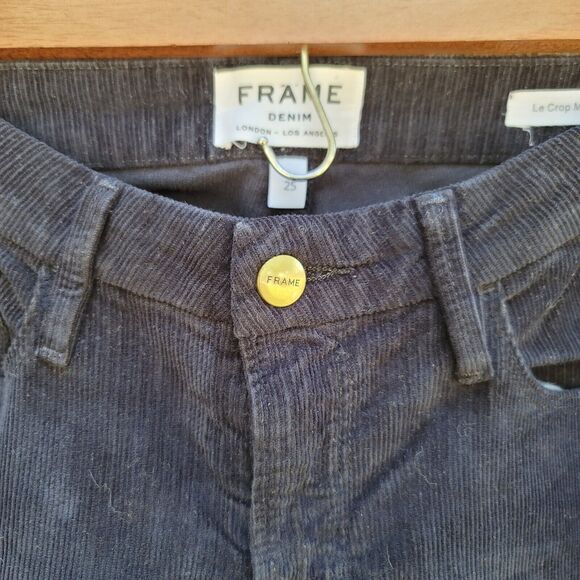 Frame Deep Dive Blue Corduroy Le Crop Mini Boot Womens Size 25 - Picture 2 of 13